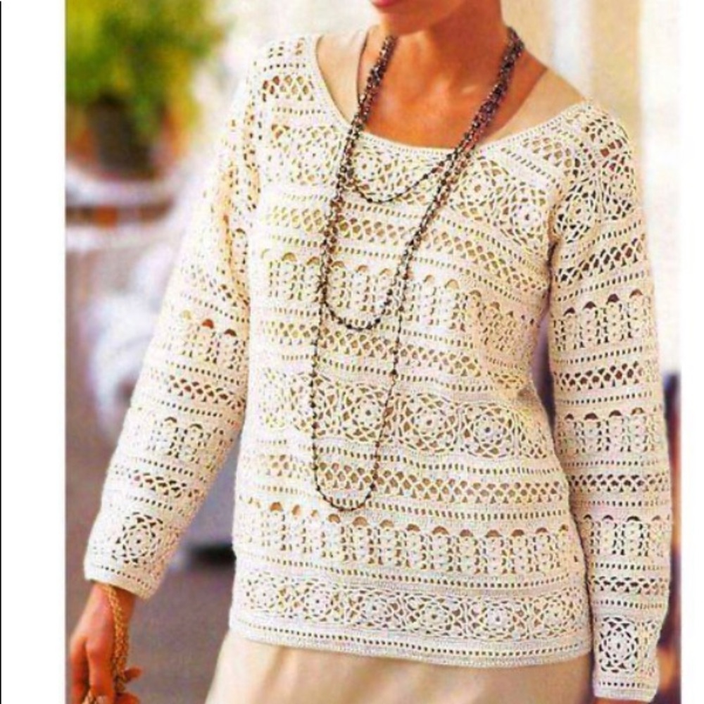 SOLD Crochet TUNIC delicate flower organic cotton